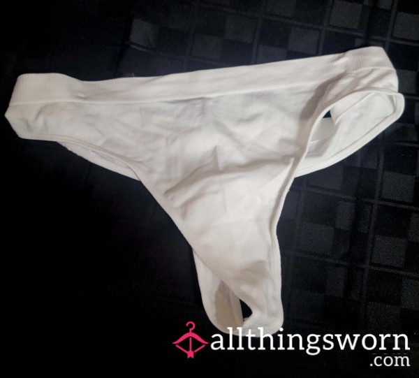 White Microfiber Thong Panty - XL - Free US Shipping