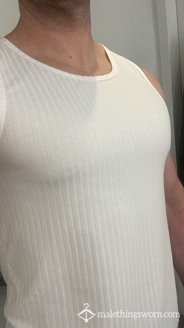 White Muscle Shirt (wear Under My Bu*ton Down At Work) Customize How You Want It.