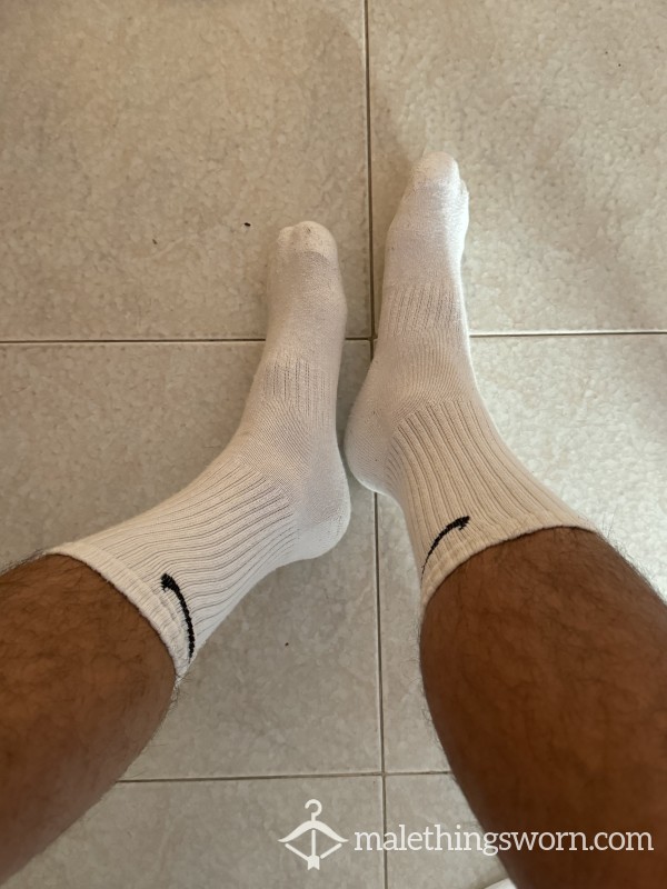 White Nike Socks, Sweaty And Dirty Soles