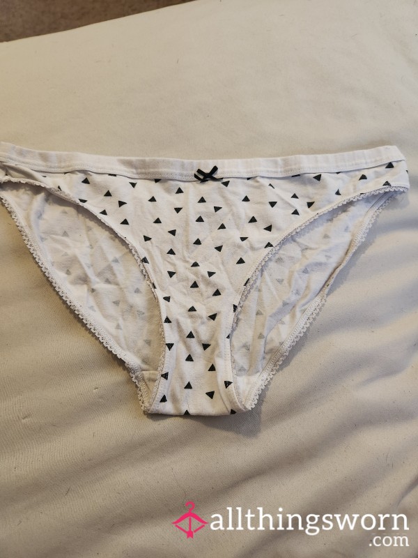 White Panties With Black Bow And Triangles 24 Hour Wear S**y