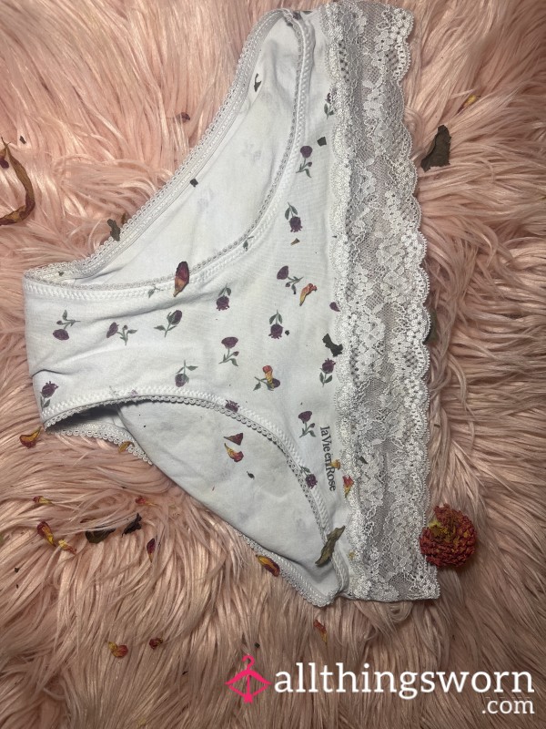 White Panties With Lace And Roses