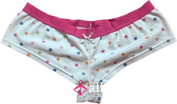 2008 White Polka Dot Panties With Pink Trim