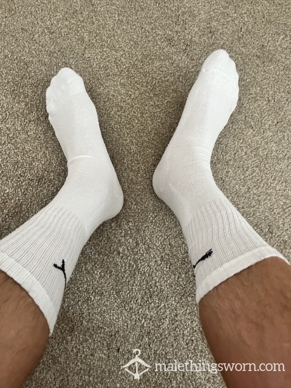 White Puma Football Sports Socks 🧦 💦