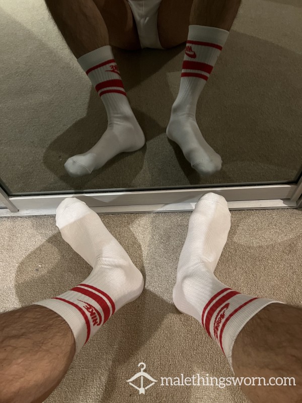 White Red Nike Socks