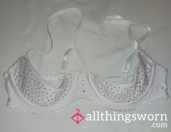 White Rhinestone Studded Shelf Bra