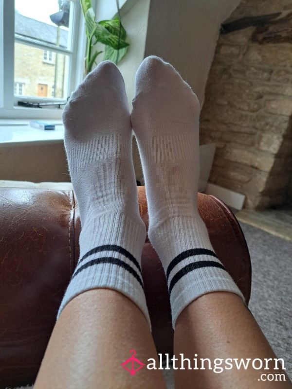 White Ribbed Sports Socks