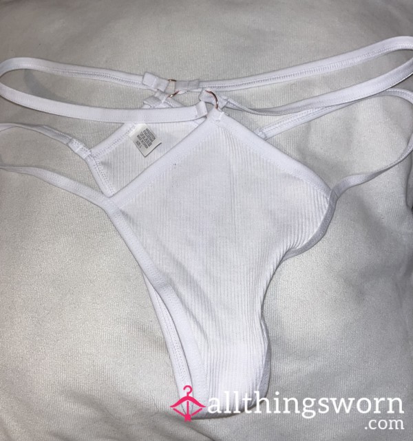 White Ribbed Stringy Thong