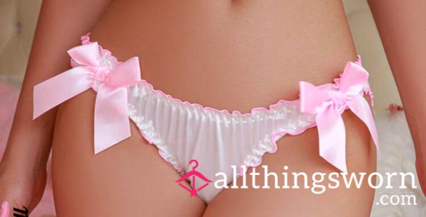 White Satin Bow Design Panties