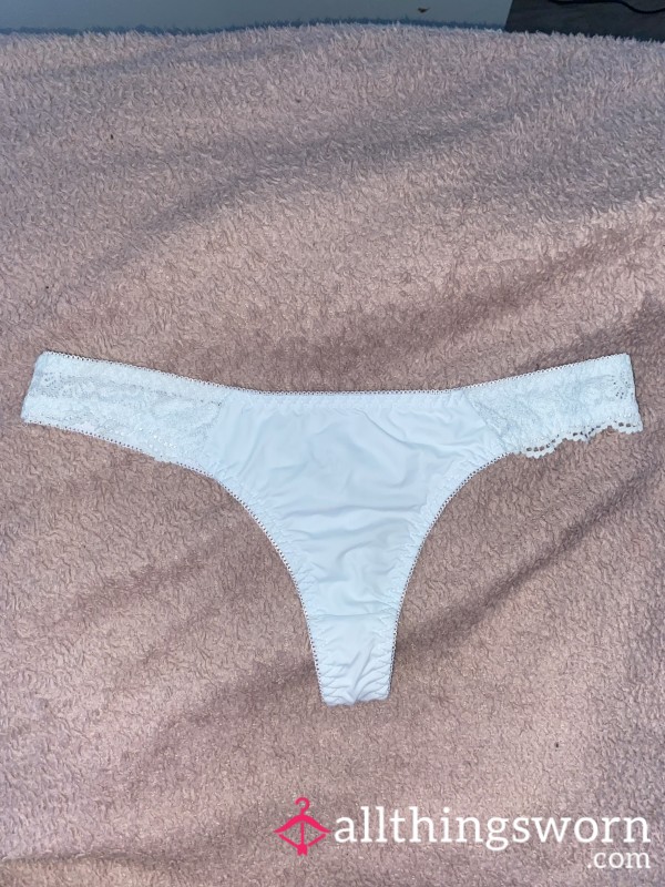 White Satin Thong