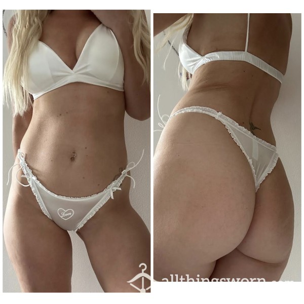 **SALE** White Satin Thong