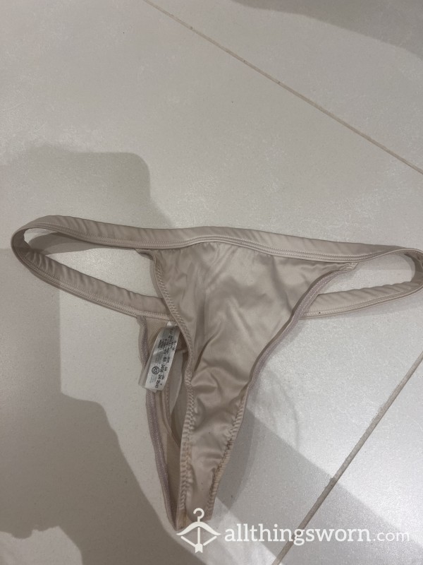 White Satin  XS Thong