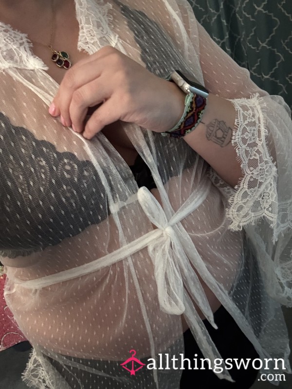 White See-through Lace Robe