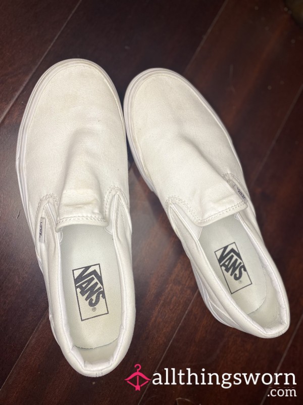 White Slip On Vans