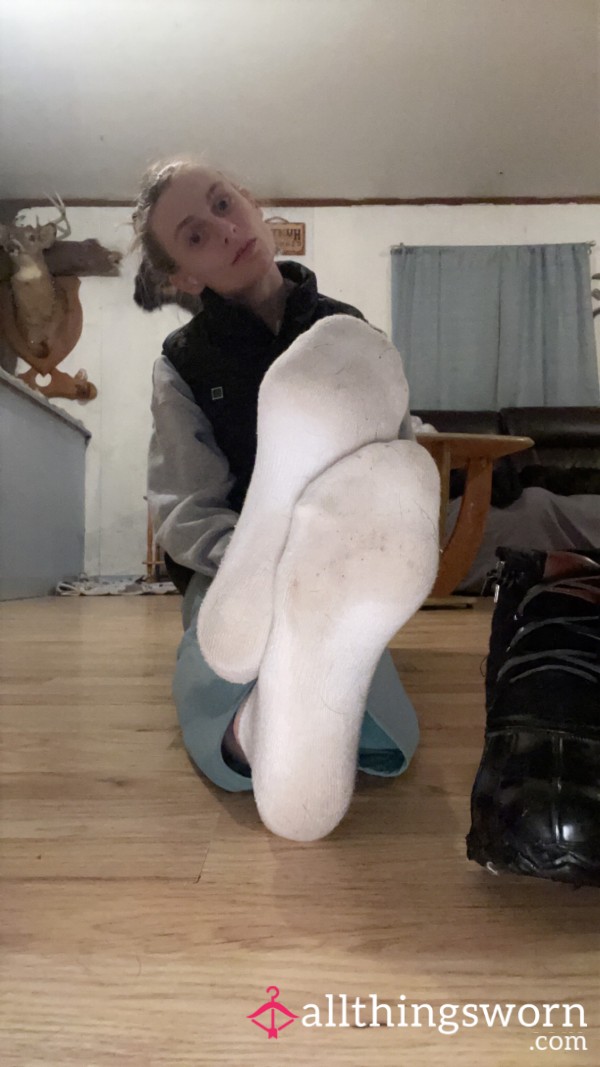 White Smelly Ankle Boot Socks! 🧦