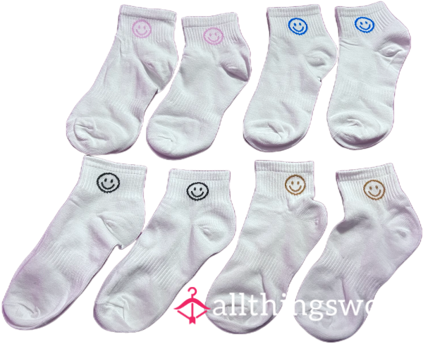 White Smiley Face Socks