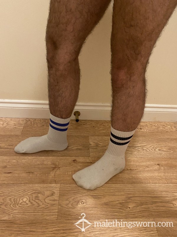 White Socks - Black Or Blue Stripes