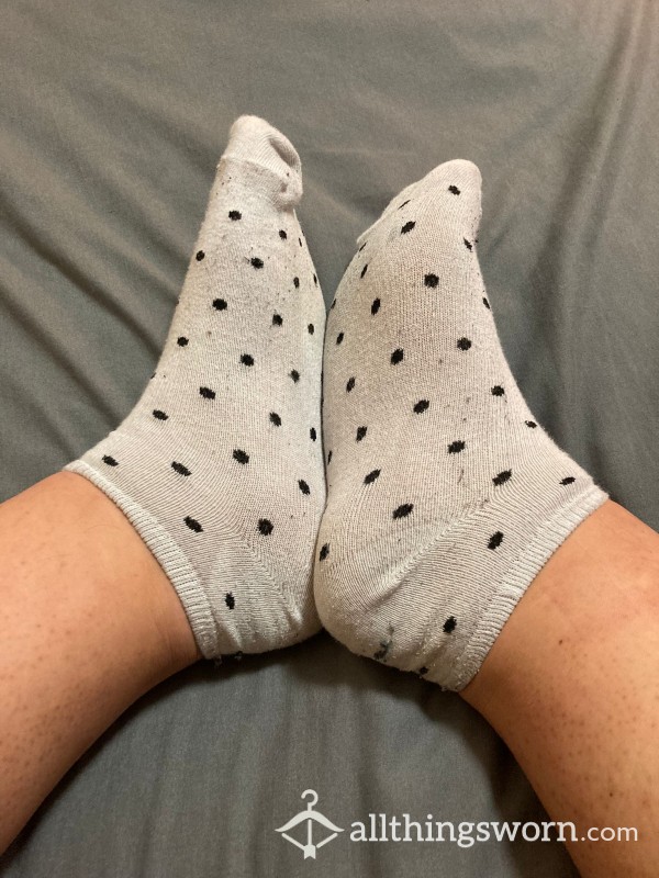 Sweaty White Socks Wif Black Dots