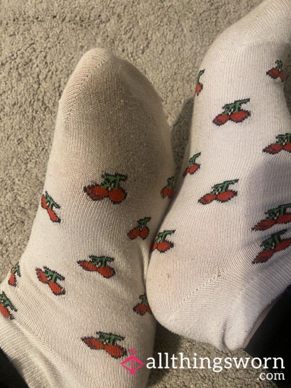 White Socks With Cherry Detail