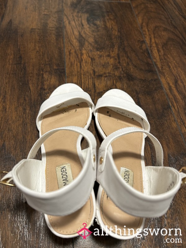 White Steve Madden Wedge Heels