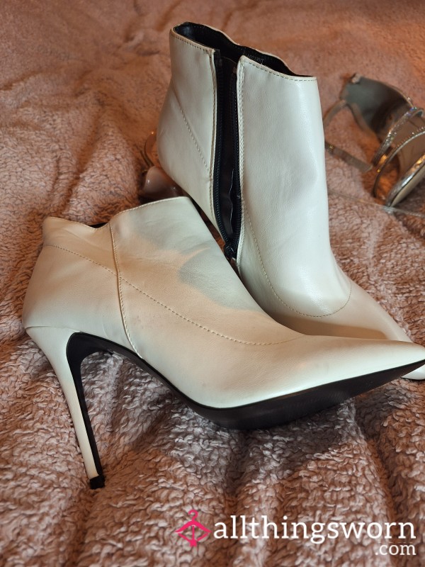 White Stiletto Ankle Boots