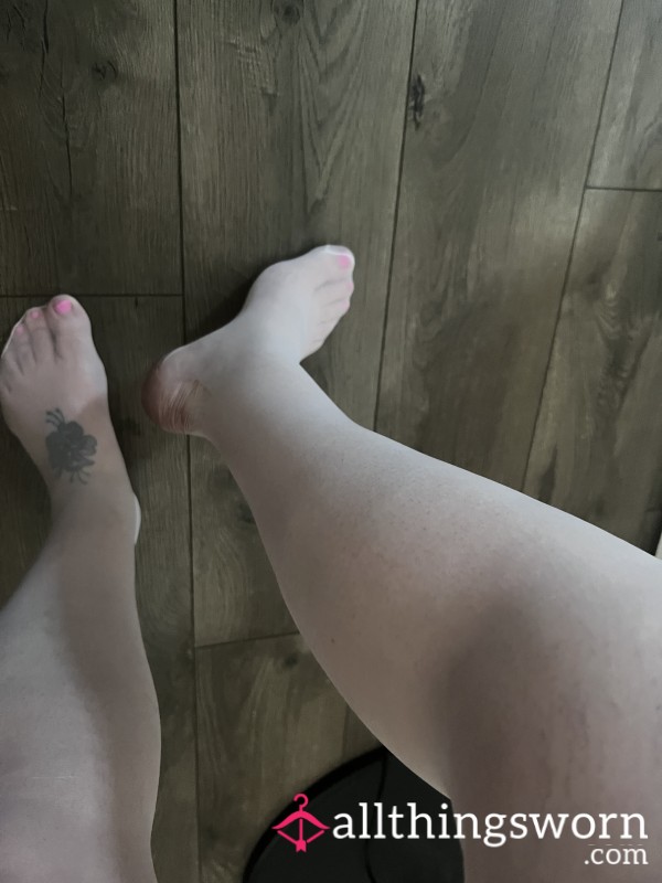 White Stocking Showing My Pink Toes