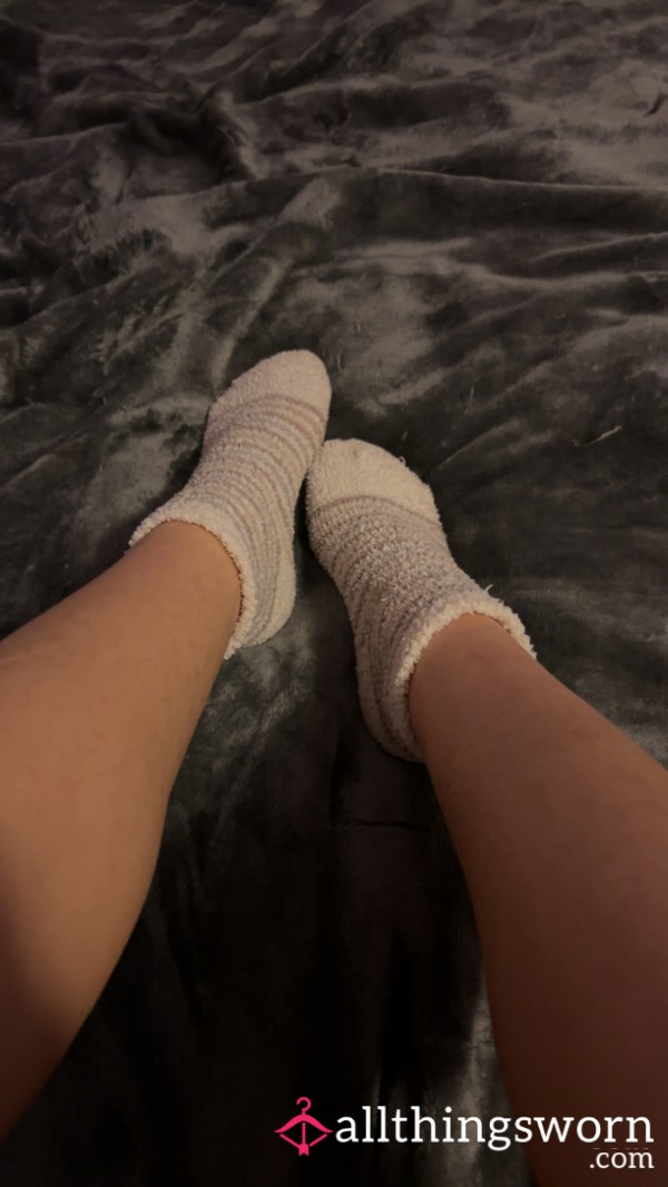 White Striped Fuzzy Socks