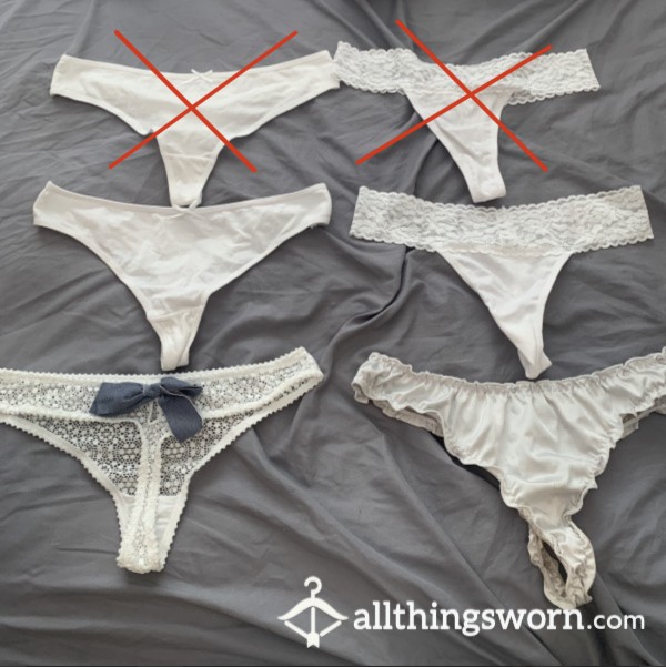 🤍WHITE THONGS🤍 - Lace, Cotton, Satin - You Pick!