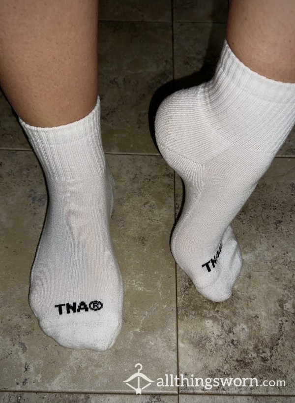 White TNA Crew Socks