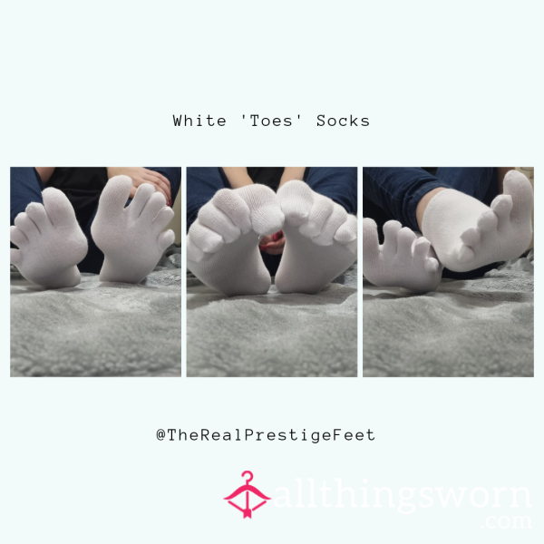 White 'Toes' Socks | 3 Days Wear | Includes Pics & Clip | See Photos For More Info - From £20.00 + P&P