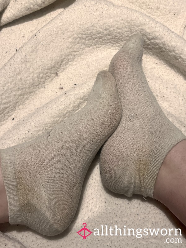 White Trainer Socks - Super Well Worn And Very Thin