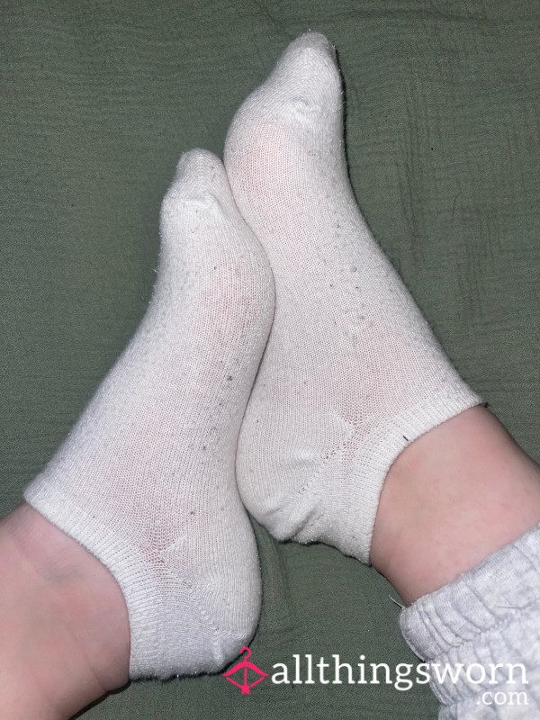 White Trainer Socks Worn In Your Choice Of Setting. Gym? Work? Let Me Know X