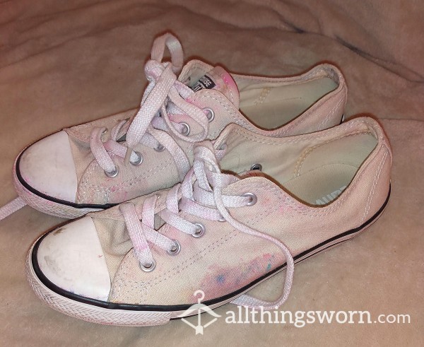 White VERY WORN Converse