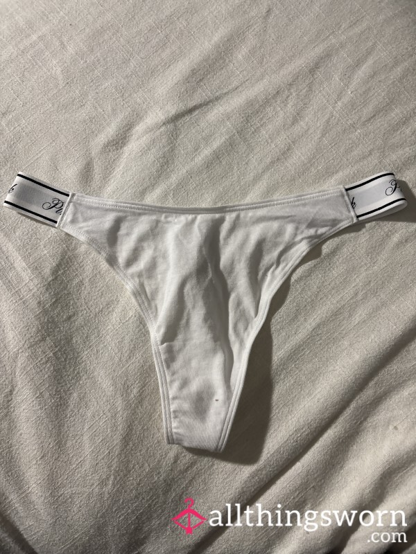 White VS Logo Thong