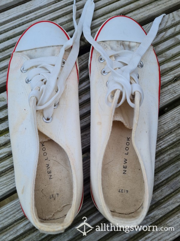 White Well Worn Pumps Size 4