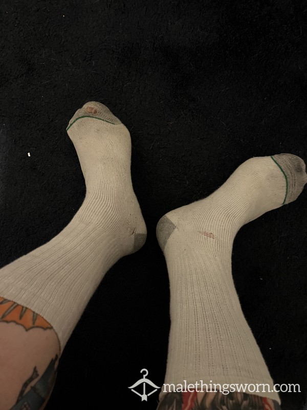 White Well Worn Work Socks