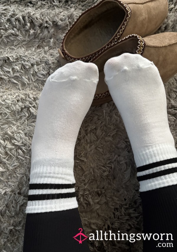 White With Black Stripes- Socks 🤍