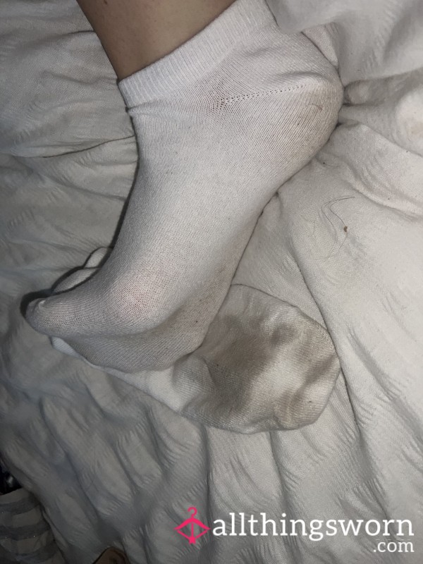 White Worn Ankle Socks