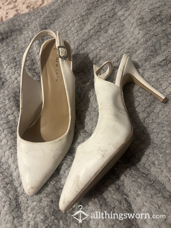 White Worn Heels Size 6