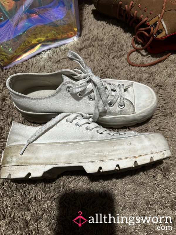 White Worn Shoes