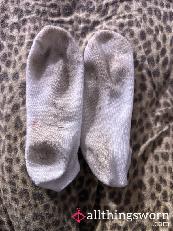 White Worn Work Socks