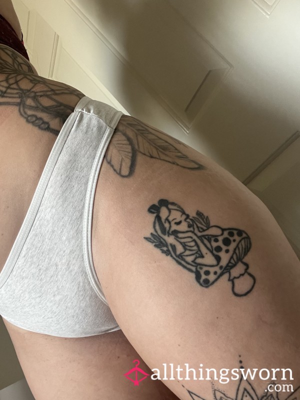 White/heather Gray Cotton Thong