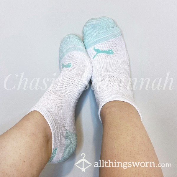 White/Seafoam Green Puma Ankle Socks 72h