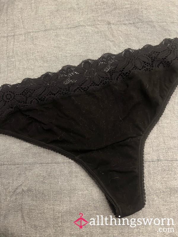 Wide Lace Band Cotton Thong