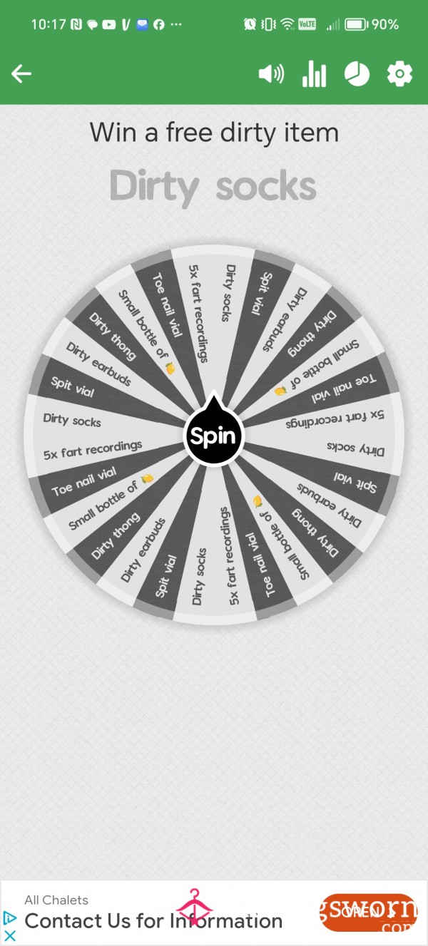 Win A Dirty Item - Spin The Wheel Game