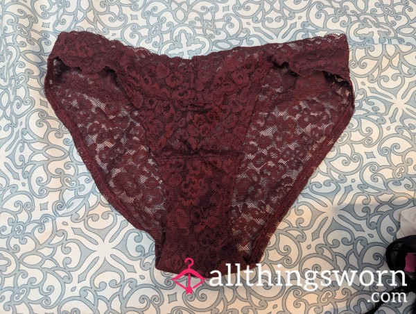 Wine Red Laced Panties