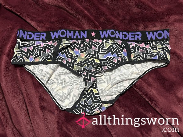 ~WONDER WOMAN BLACK & PURPLE PRINT COTTON HIPSTER PANTY~