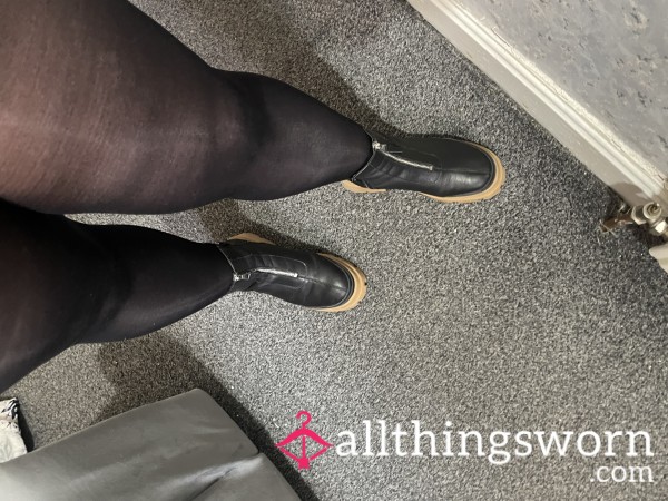 Worn Black Sheer Tights