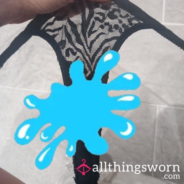 Worn Creamy C*m Thongs