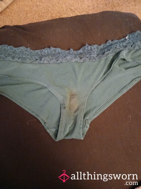 Worn 3 Days, Creamy Panties, Dark Green