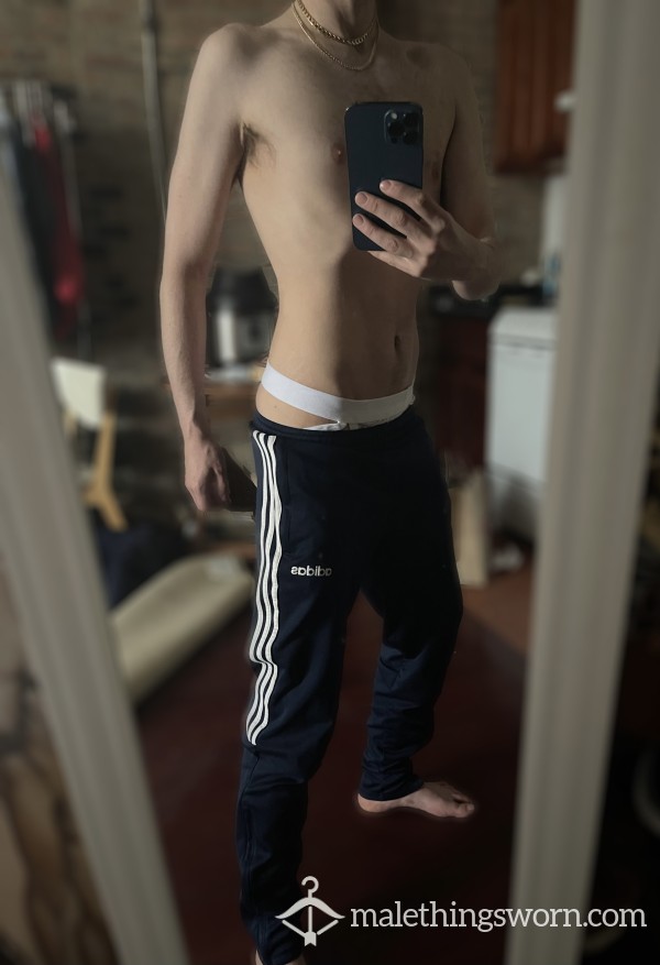 Worn Adidas Track Pants (Navy Blue)